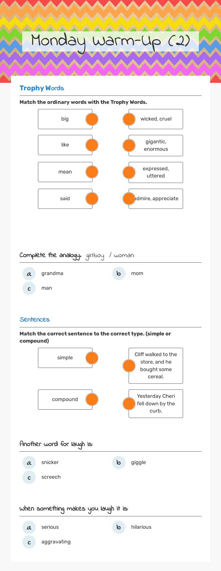 Monday Warm-Up (2) worksheet preview image