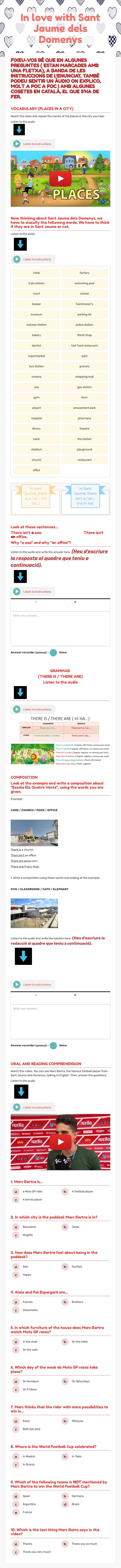 In love with Sant Jaume dels Domenys worksheet preview image