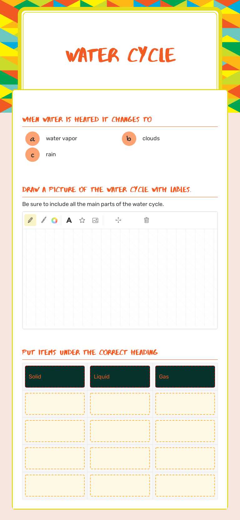 Water Cycle worksheet preview image