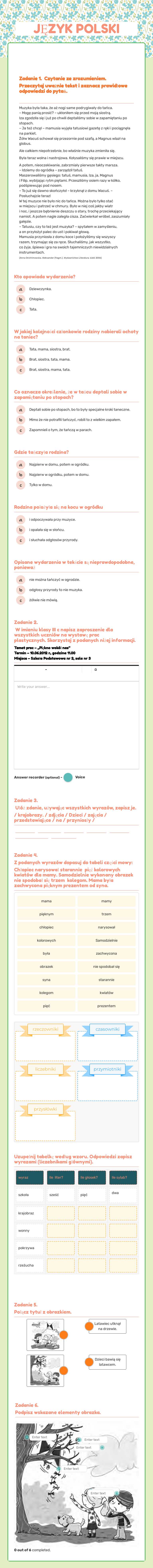 JĘZYK POLSKI worksheet preview image
