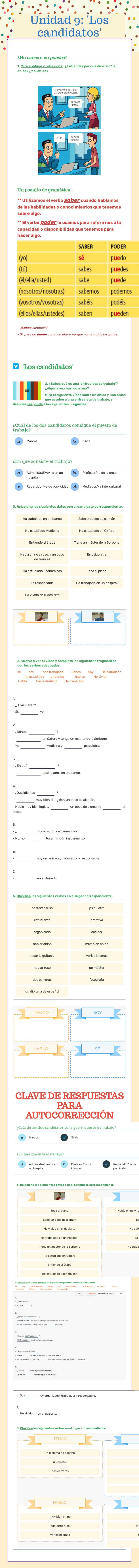Unidad 9: 'Los candidatos' Other worksheet preview
