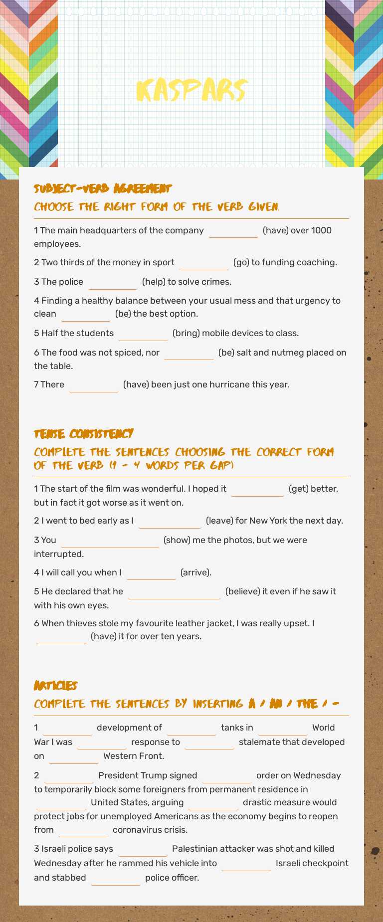 KASPARS Other worksheet preview