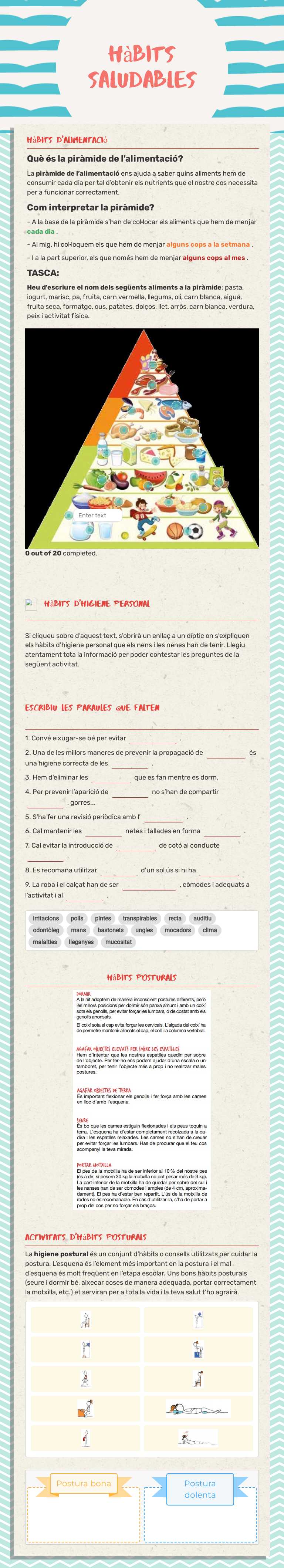hàbits saludables Grade 5 worksheet preview