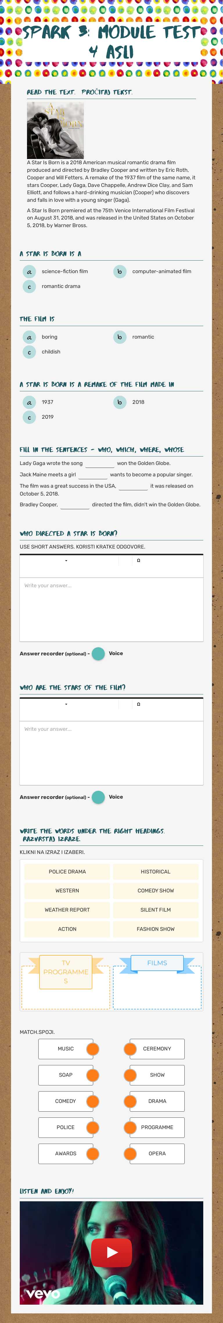 SPARK 3: MODULE TEST 4 ASLI Grade 7 worksheet preview