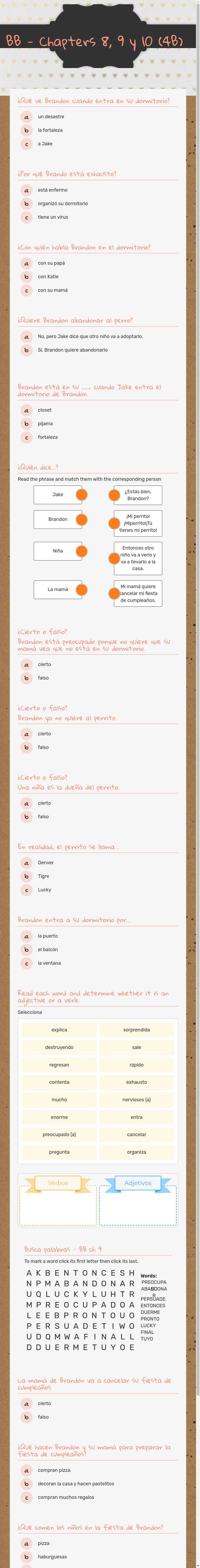 BB - Chapters 8, 9 y 10 (4B) worksheet preview image