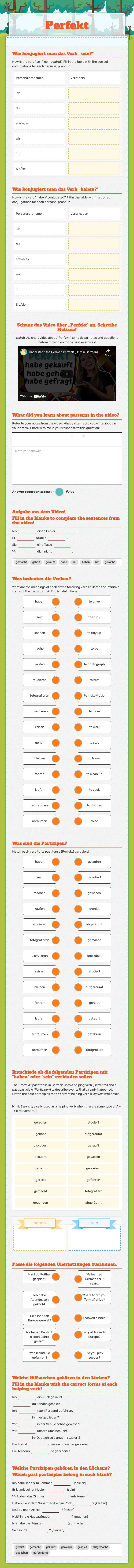Perfekt Other worksheet preview