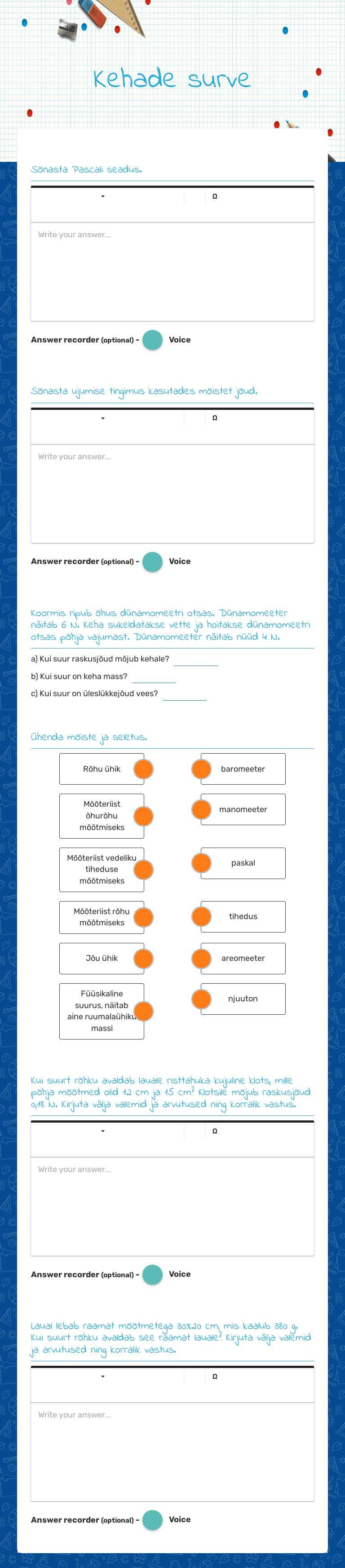 Kehade surve Grade 8 worksheet preview