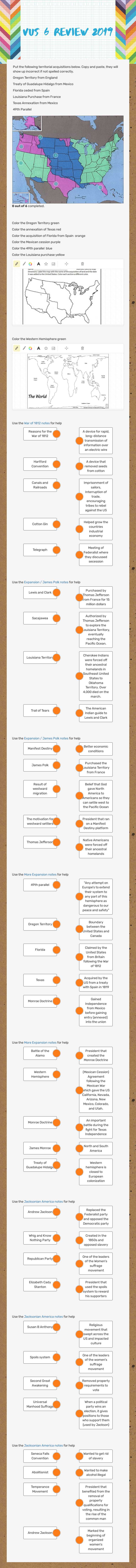 VUS 6 review 2019 Grade 11 worksheet preview