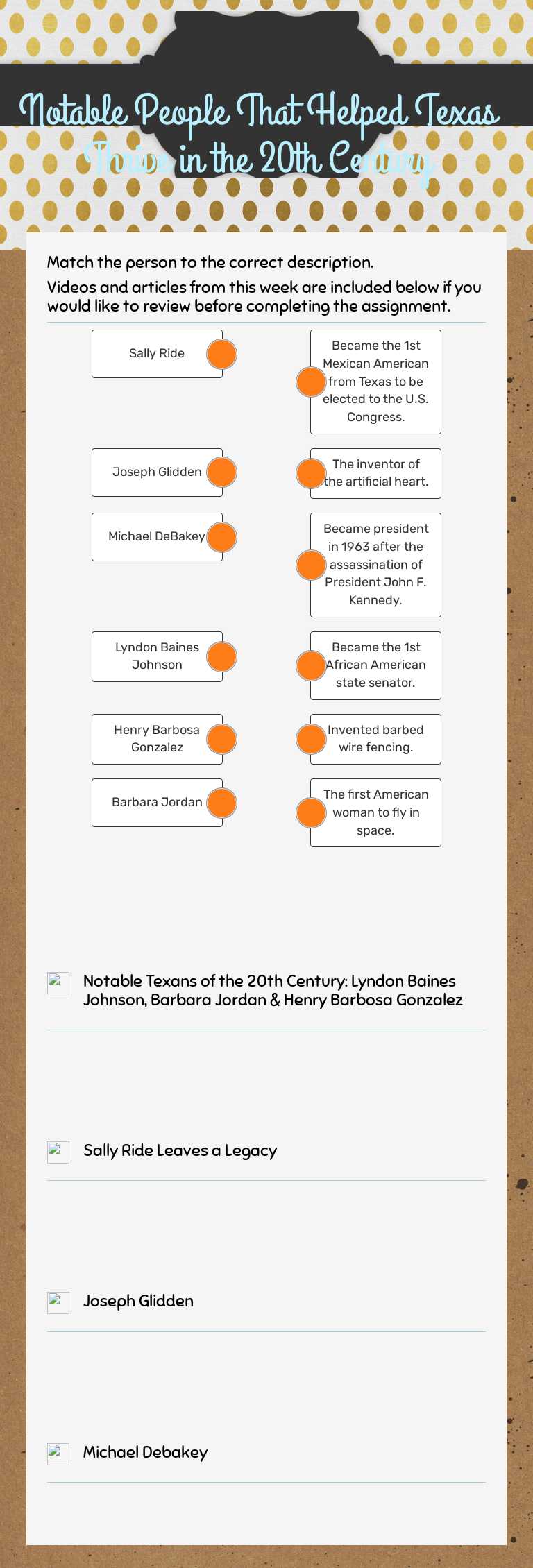 Notable People That Helped Texas Thrive in the 20th Century Grade 4 worksheet preview