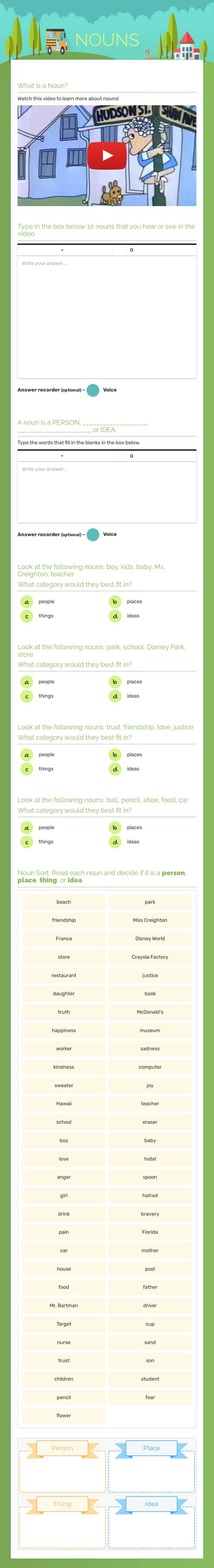 NOUNS worksheet preview image