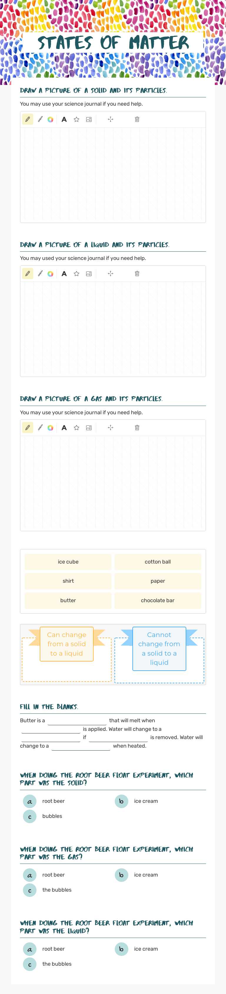 States of Matter worksheet preview image