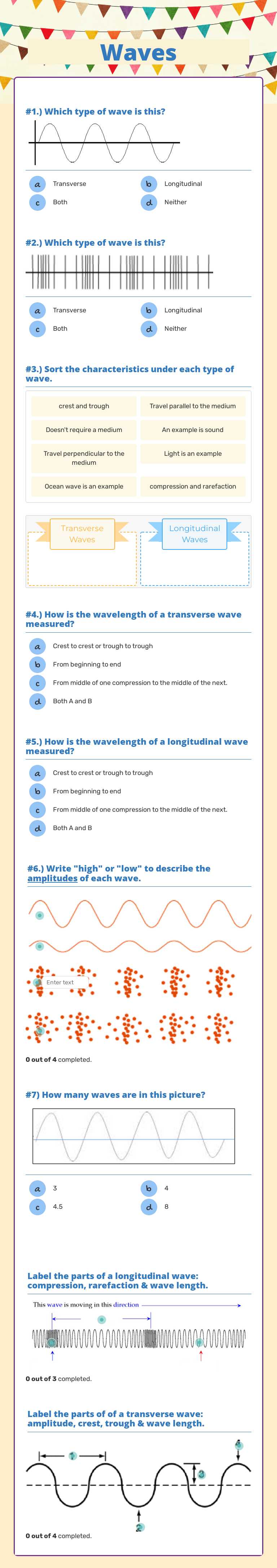 Waves worksheet preview image