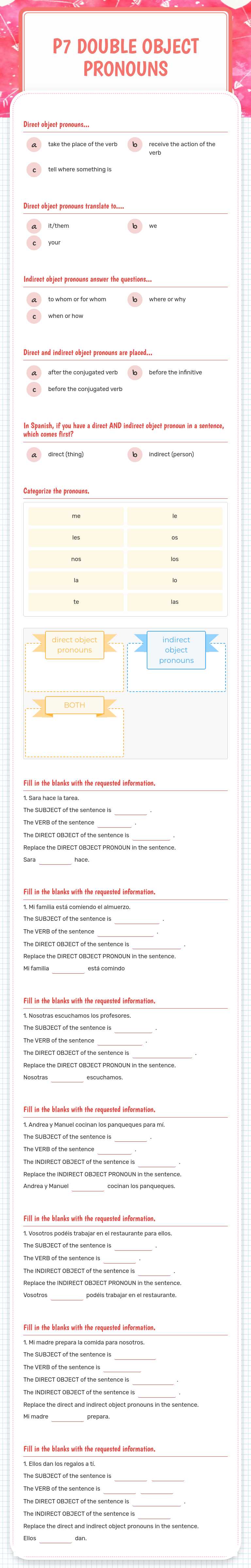 Conquer Spanish double object pronouns! Practice identifying and using ...