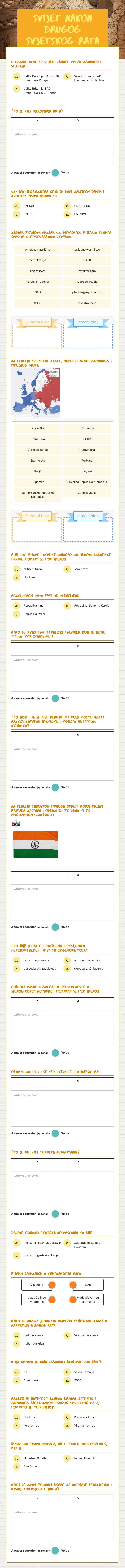 svijet nakon drugog svjetskog rata worksheet preview image