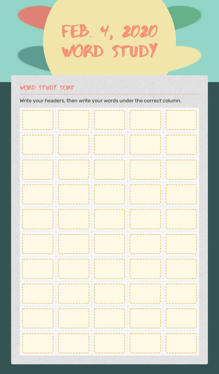 Feb. 4, 2020
Word Study worksheet preview image
