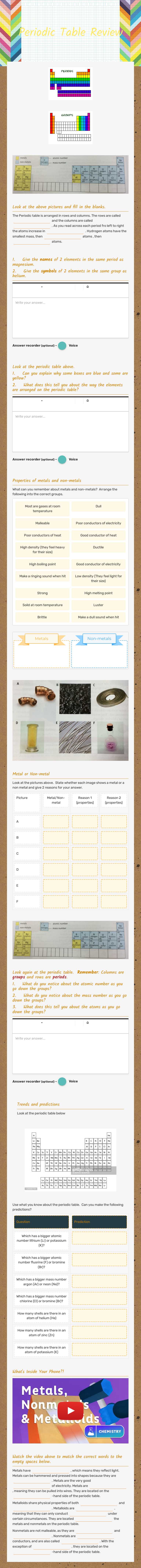Periodic Table Review worksheet preview image