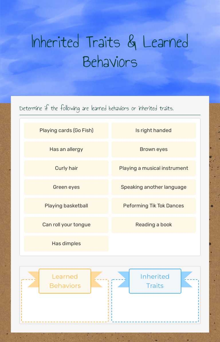 Inherited Traits & Learned Behaviors worksheet preview image