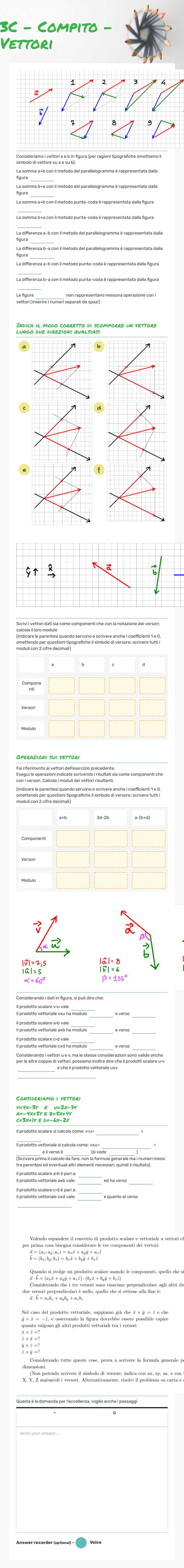 3C - Compito - Vettori Other worksheet preview