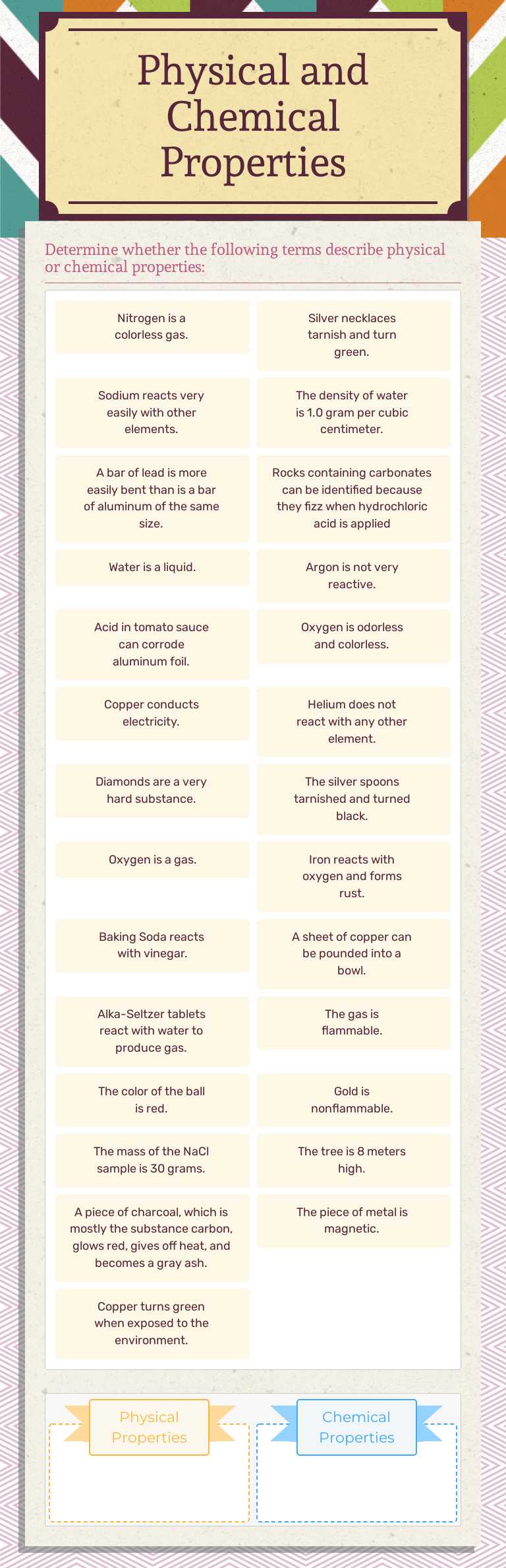 Physical and Chemical Properties worksheet preview image