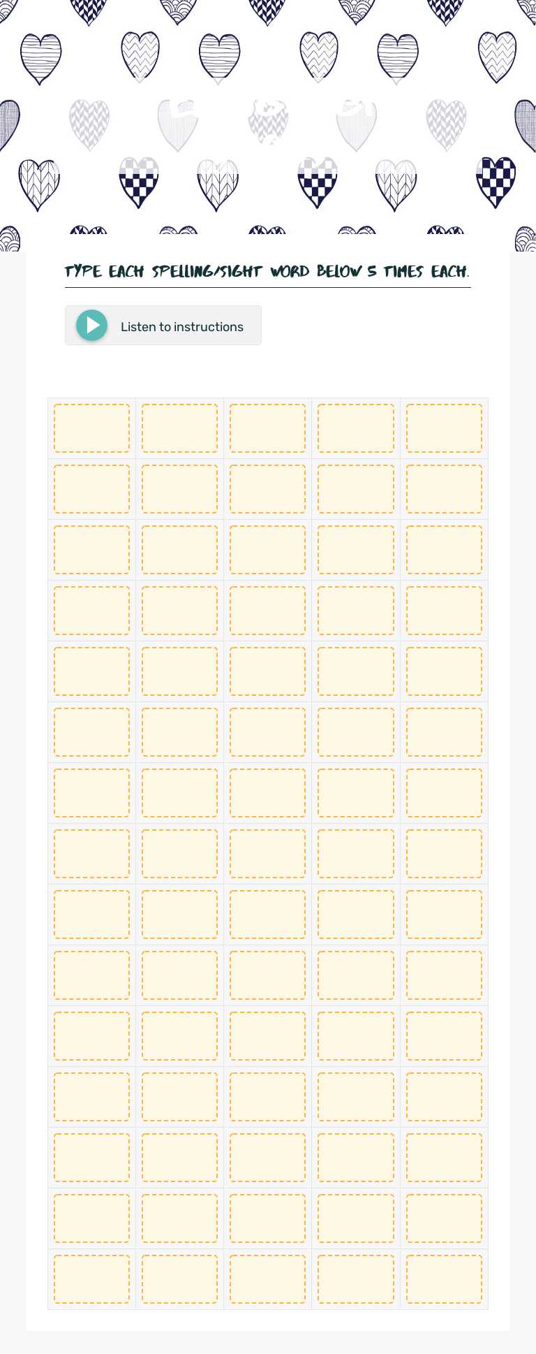 Spelling/sight words worksheet preview image