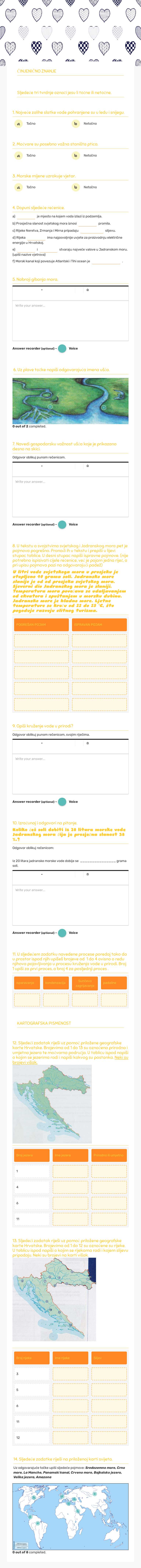 Voda na Zemlji (pisana provjera) A worksheet preview image