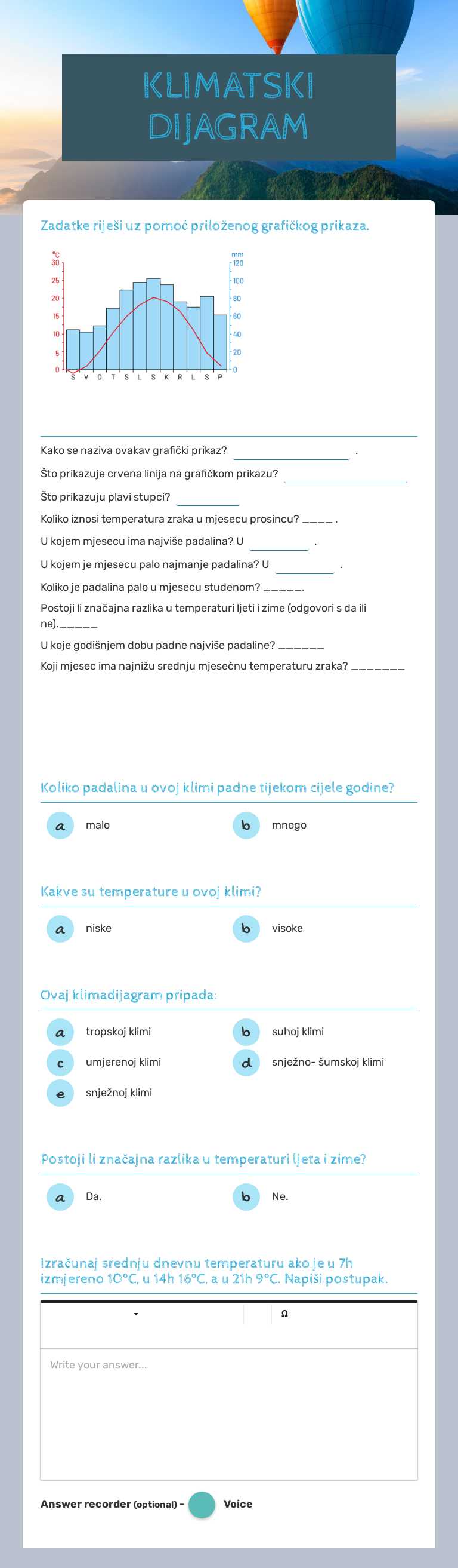 KLIMATSKI DIJAGRAM worksheet preview image
