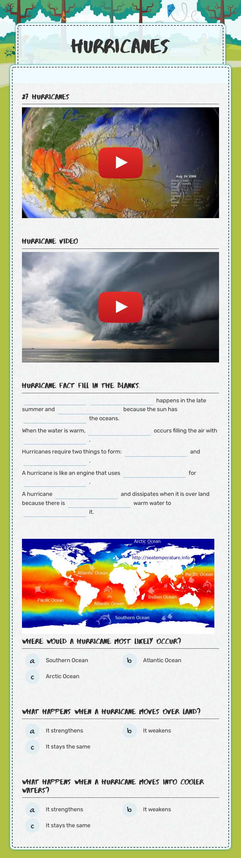Hurricanes worksheet preview image