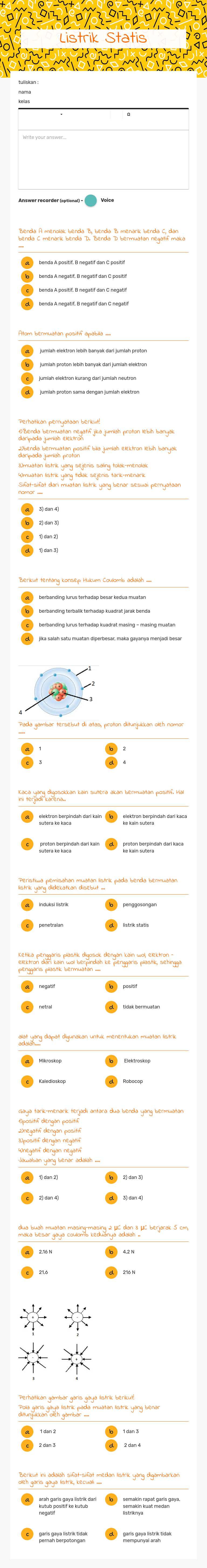 Listrik Statis worksheet preview image