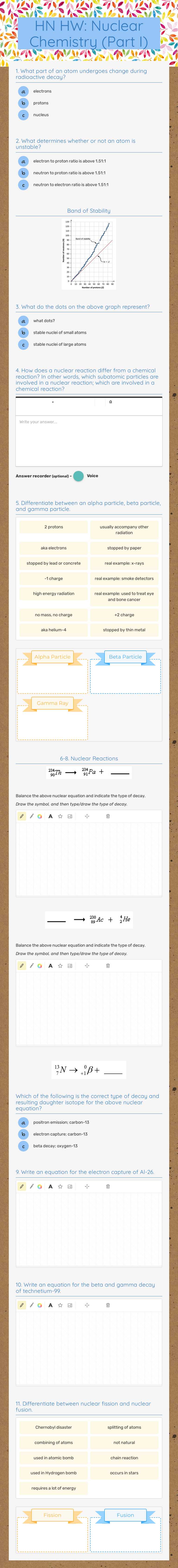 HN HW: Nuclear Chemistry
(Part I) worksheet preview