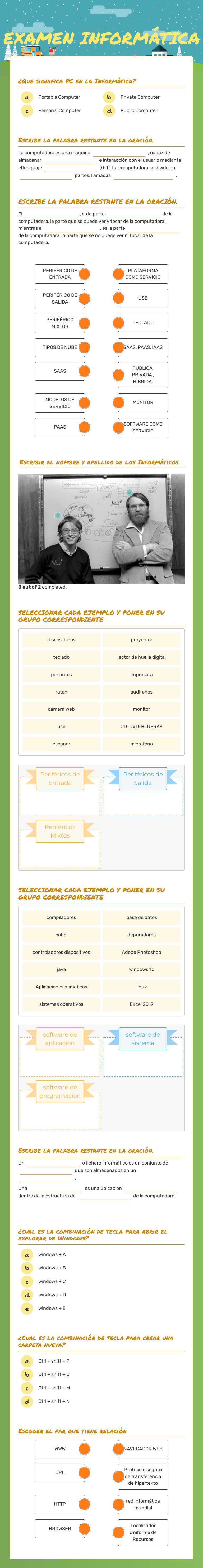 EXAMEN  INFORMÁTICA worksheet preview image