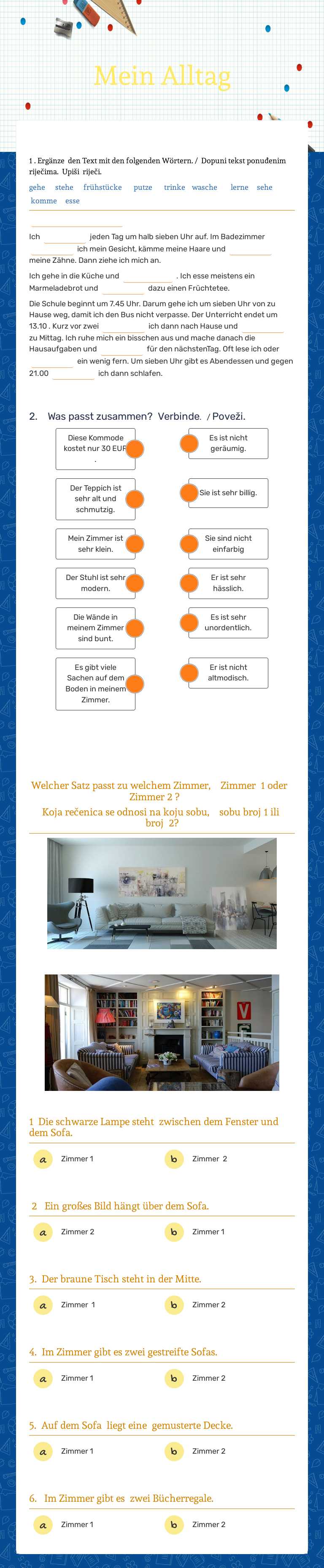 Mein Alltag Grade 5 worksheet preview