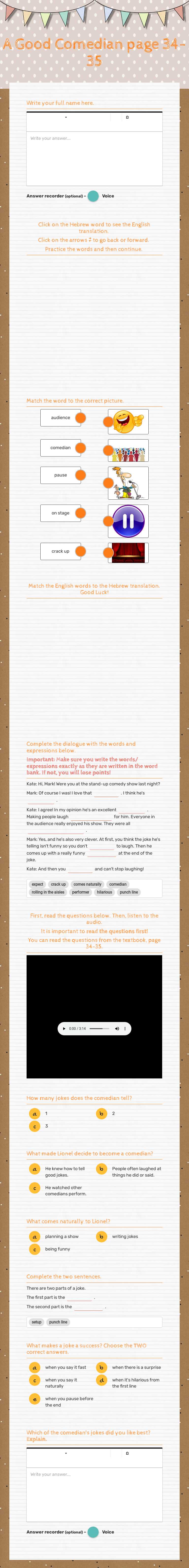A Good Comedian
page 34-35 Grade 8 worksheet preview