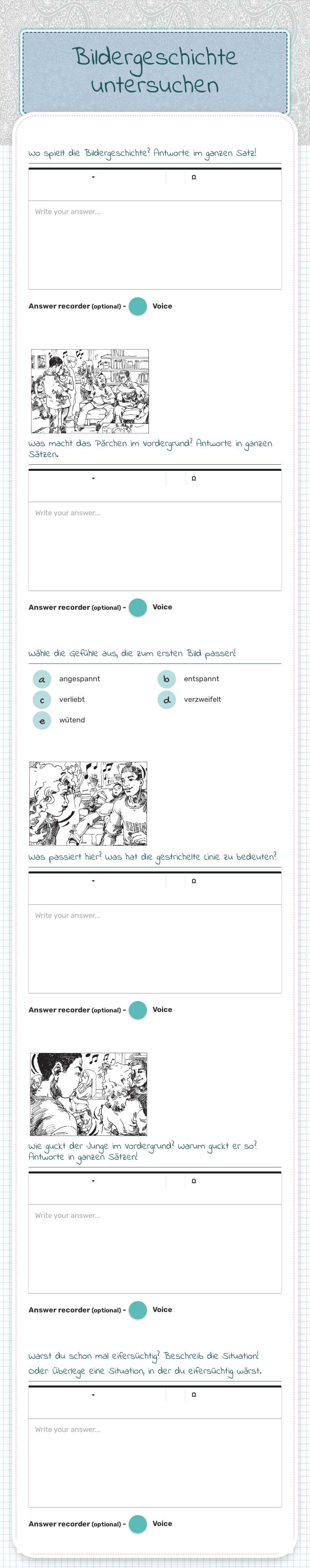 Bildergeschichte untersuchen worksheet preview image