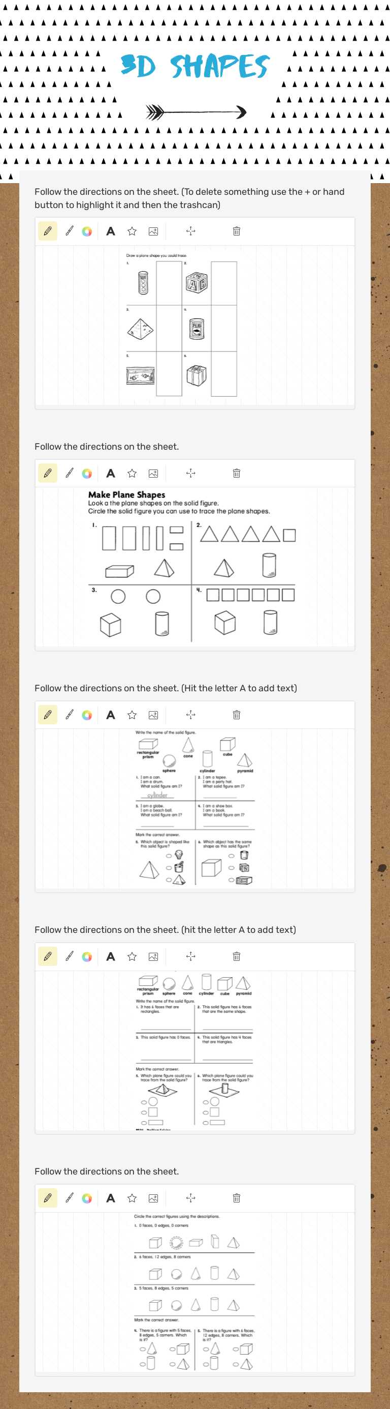 3D Shapes worksheet preview image