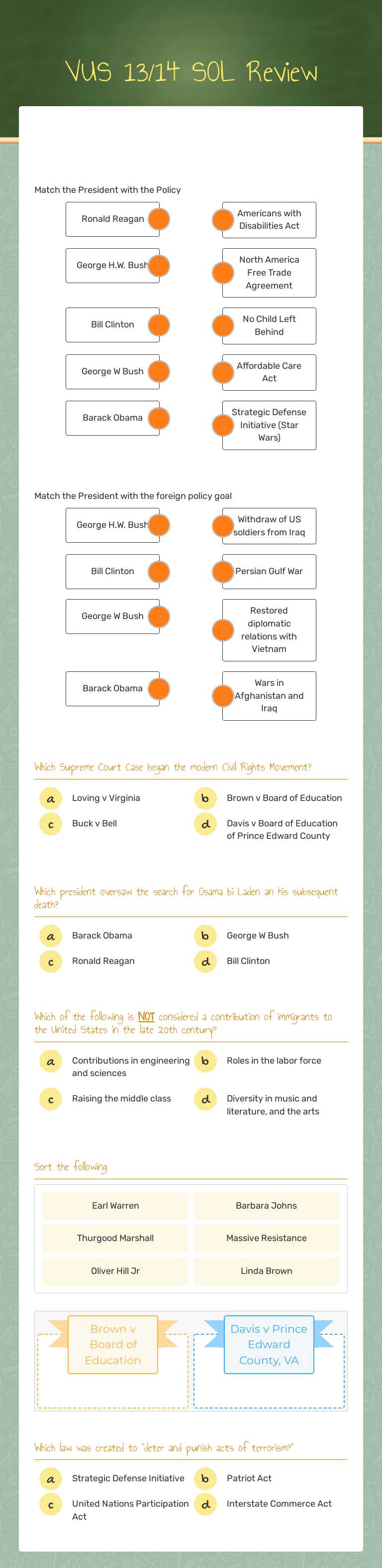 VUS 13/14 SOL Review worksheet preview image