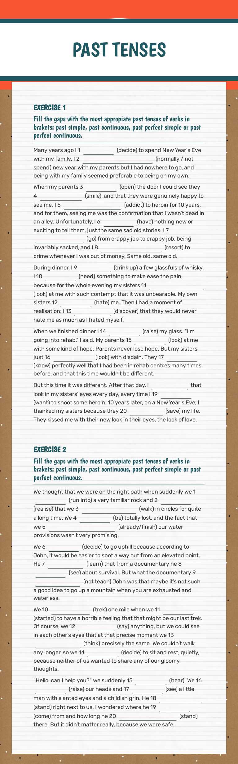PAST TENSES worksheet preview image