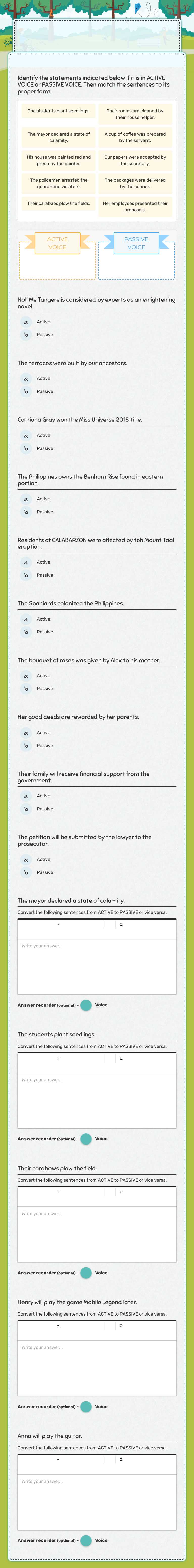AZALEA: Active and Passive Voice Grade 7 worksheet preview