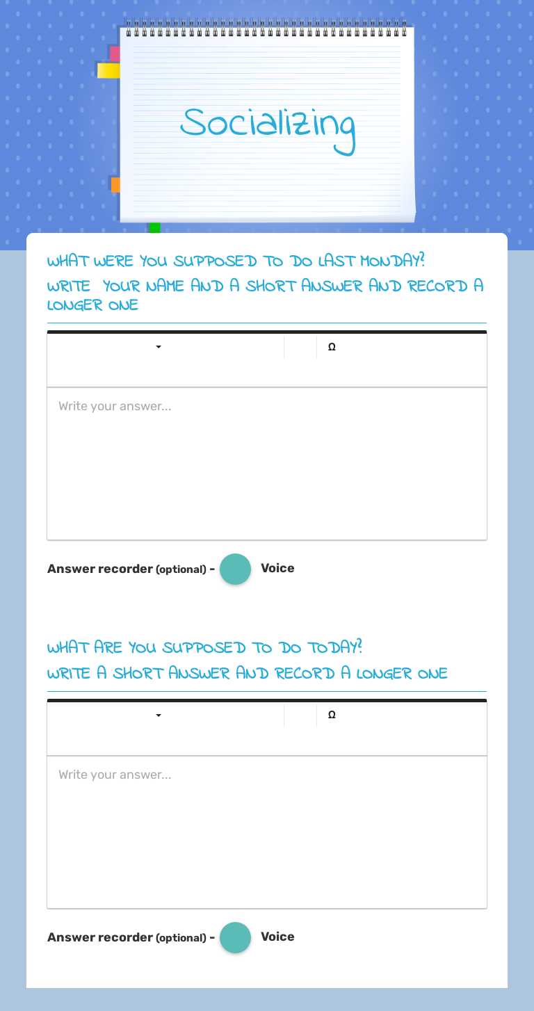 Socializing worksheet preview image