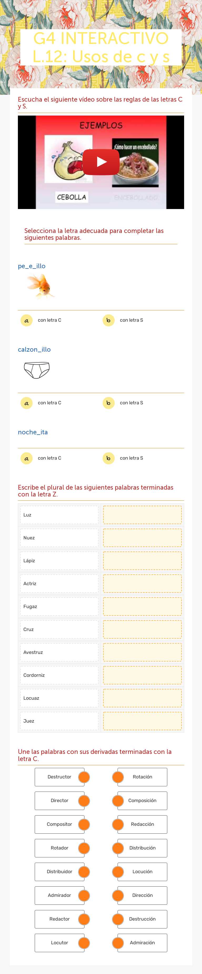 G4 INTERACTIVO L.11: Usos de c y s worksheet preview image