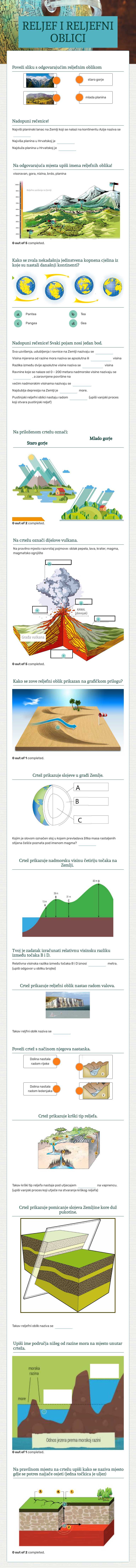 RELJEF I RELJEFNI OBLICI worksheet preview image