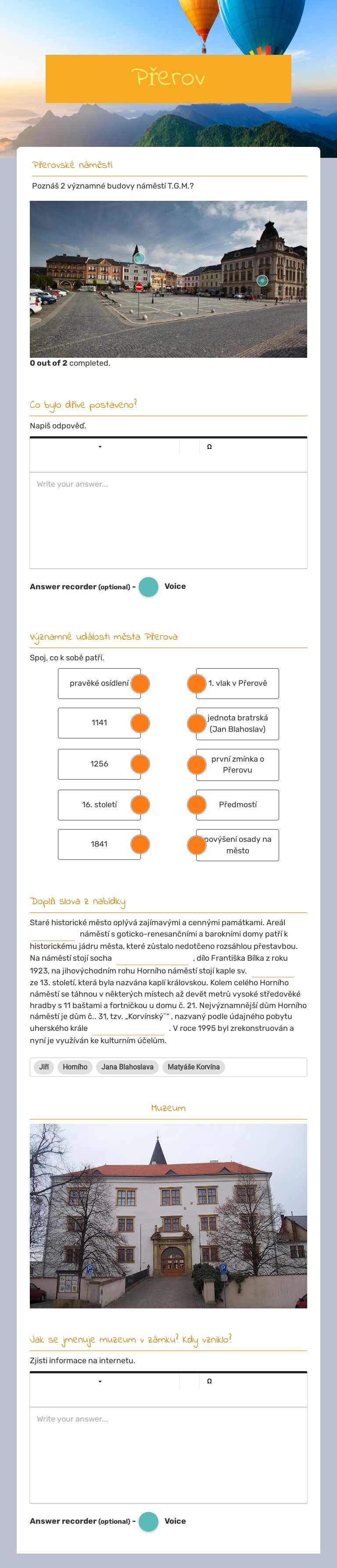 Přerov worksheet preview image