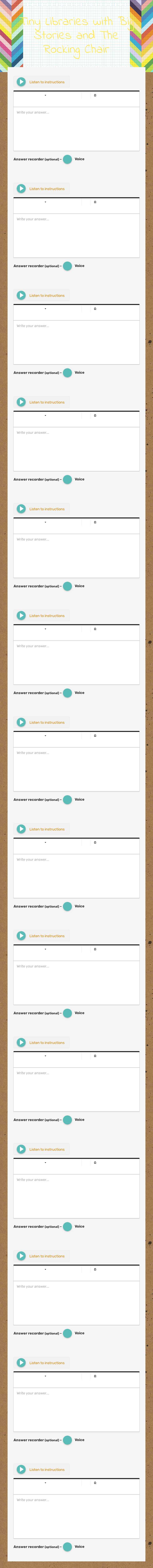 Tiny Libraries with Big Stories and The Rocking Chair worksheet preview image