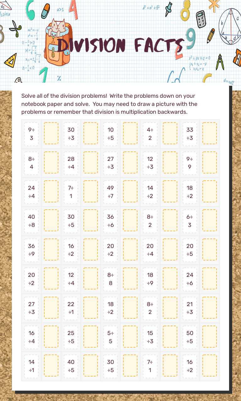 Division Facts worksheet preview image