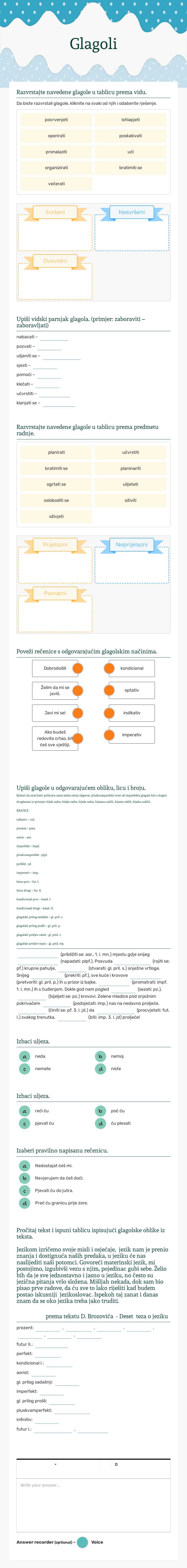 Glagoli Grade 12 worksheet preview