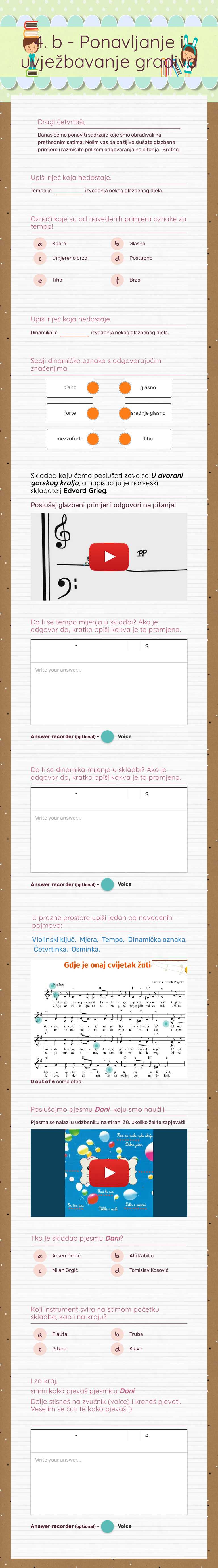 4. b - Ponavljanje i  uvježbavanje gradiva Grade 4 worksheet preview