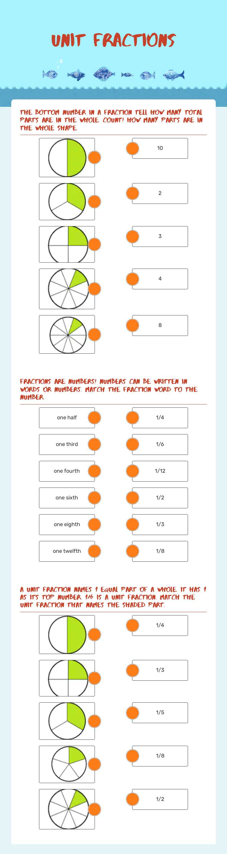 Unit Fractions worksheet preview image