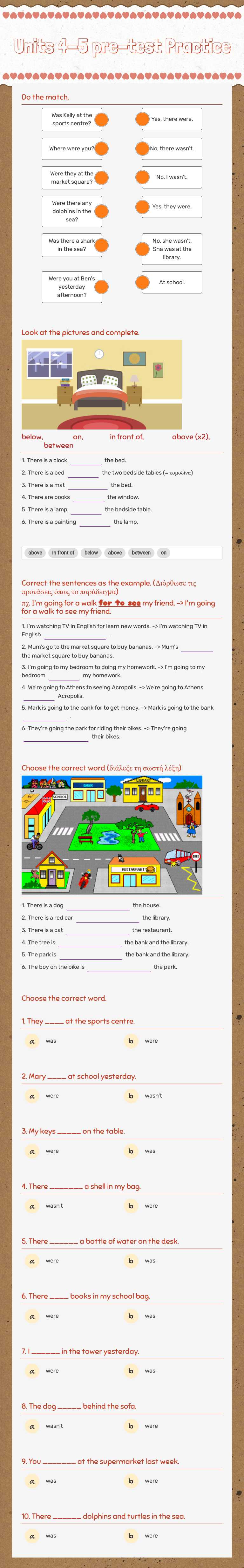 Units 4-5 pre-test Practice worksheet preview image