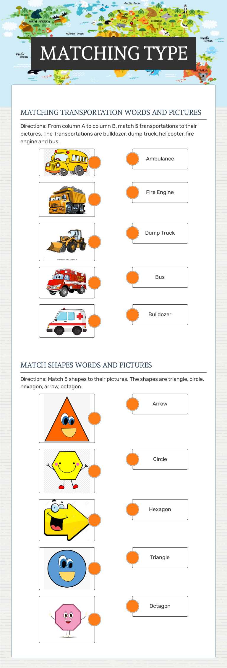 MATCHING TYPE Preschool worksheet preview