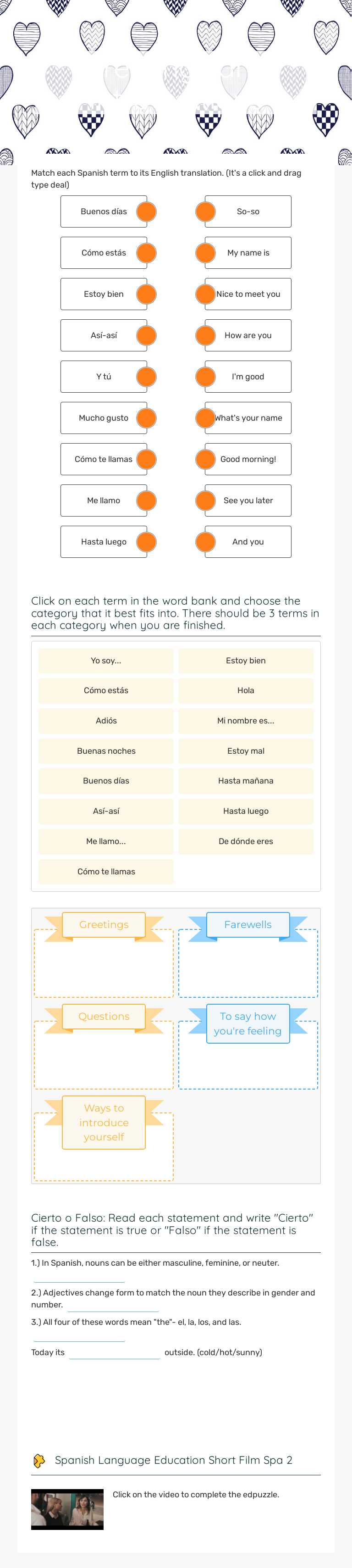 Greetings and Introductions worksheet preview image