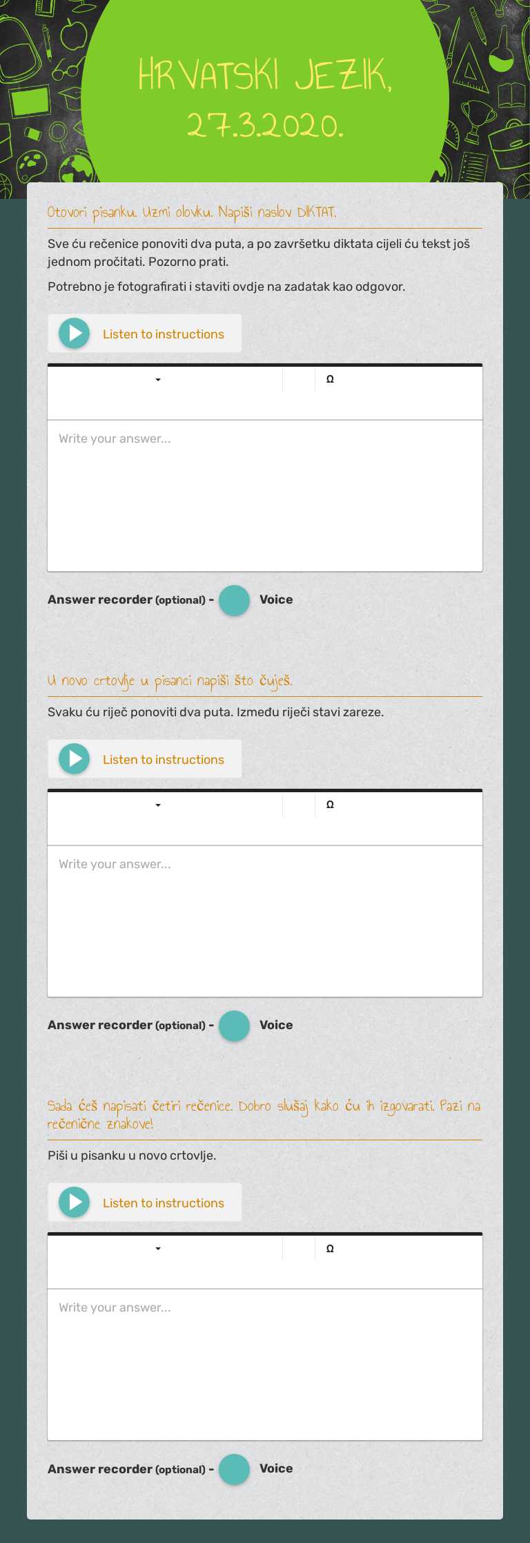 HRVATSKI JEZIK, 
27.3.2020. worksheet preview image